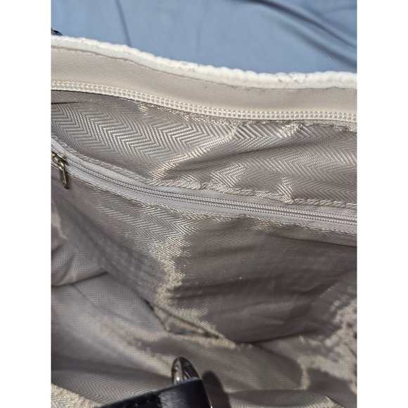 MIKAXQI & BAGS IVORY QUILTED DBL HANDLE SHOULDER WOMEN'S PURSE BAG TOTE 10x10" - Picture 11 of 13